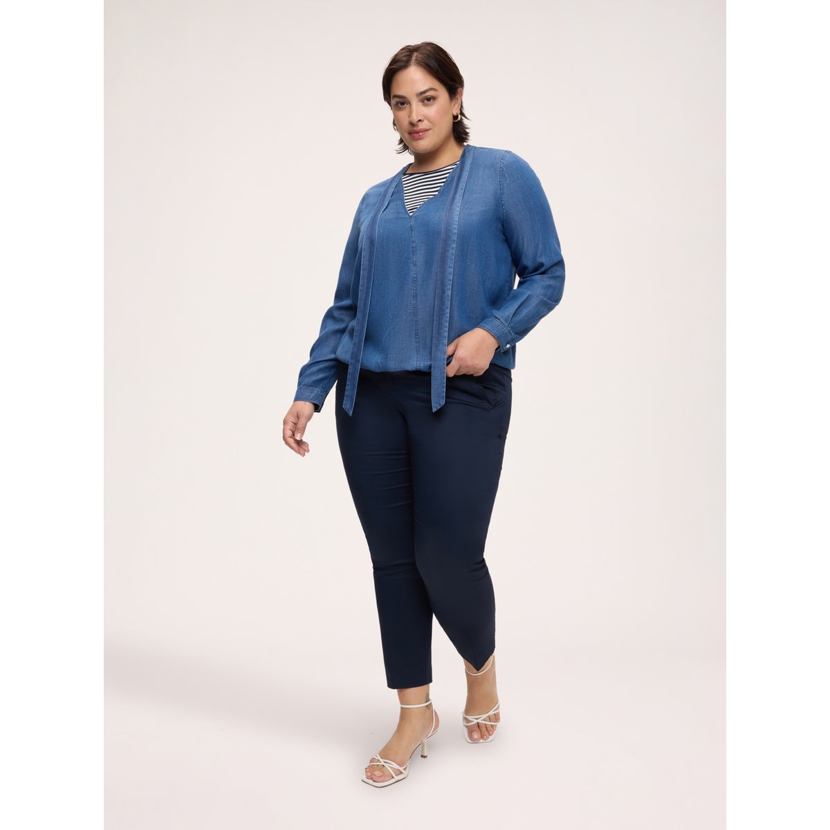 Blouse avec lavallière bleu, FIORELLA RUBINO
