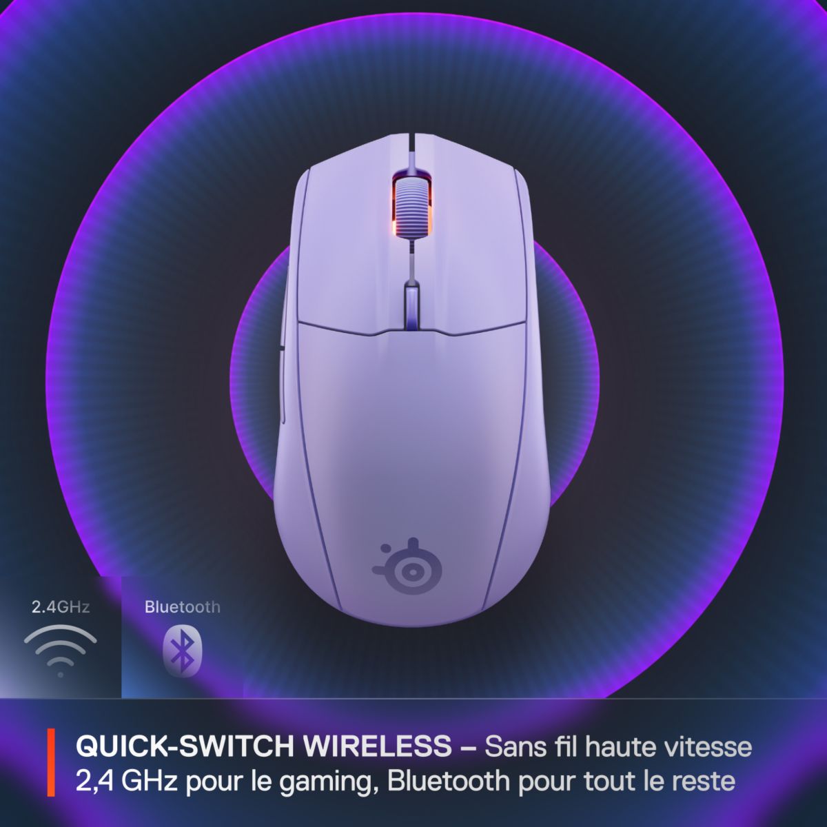 Souris Gamer Sans Fil Rival 3 WL Gen 2 Lavande couleur unique, STEELSERIES