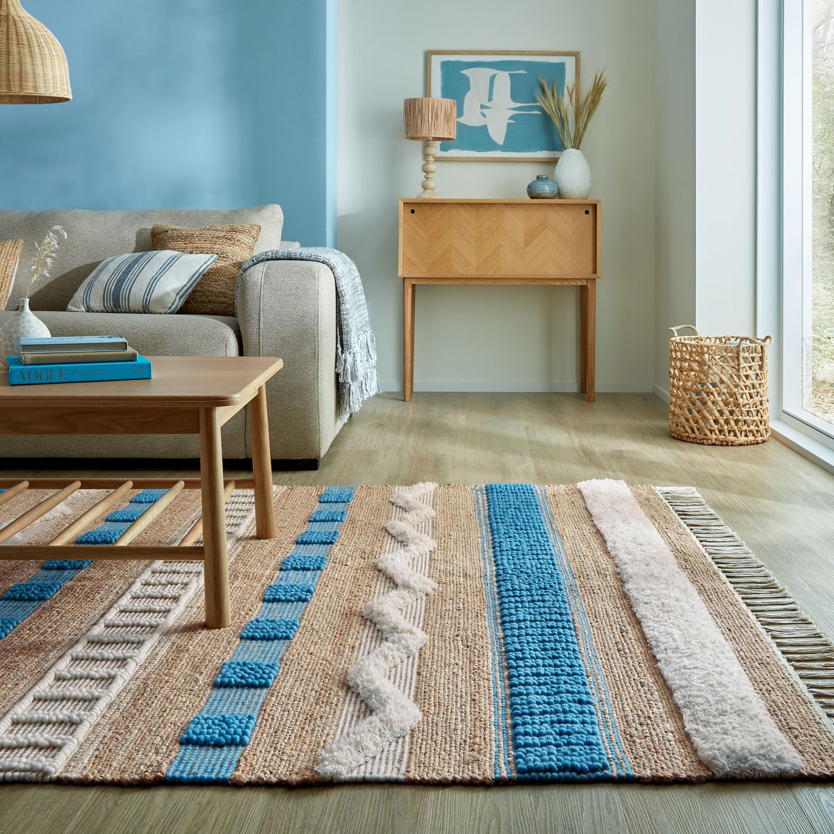 Tapis en jute Medina bleu bleu, FLAIR RUGS