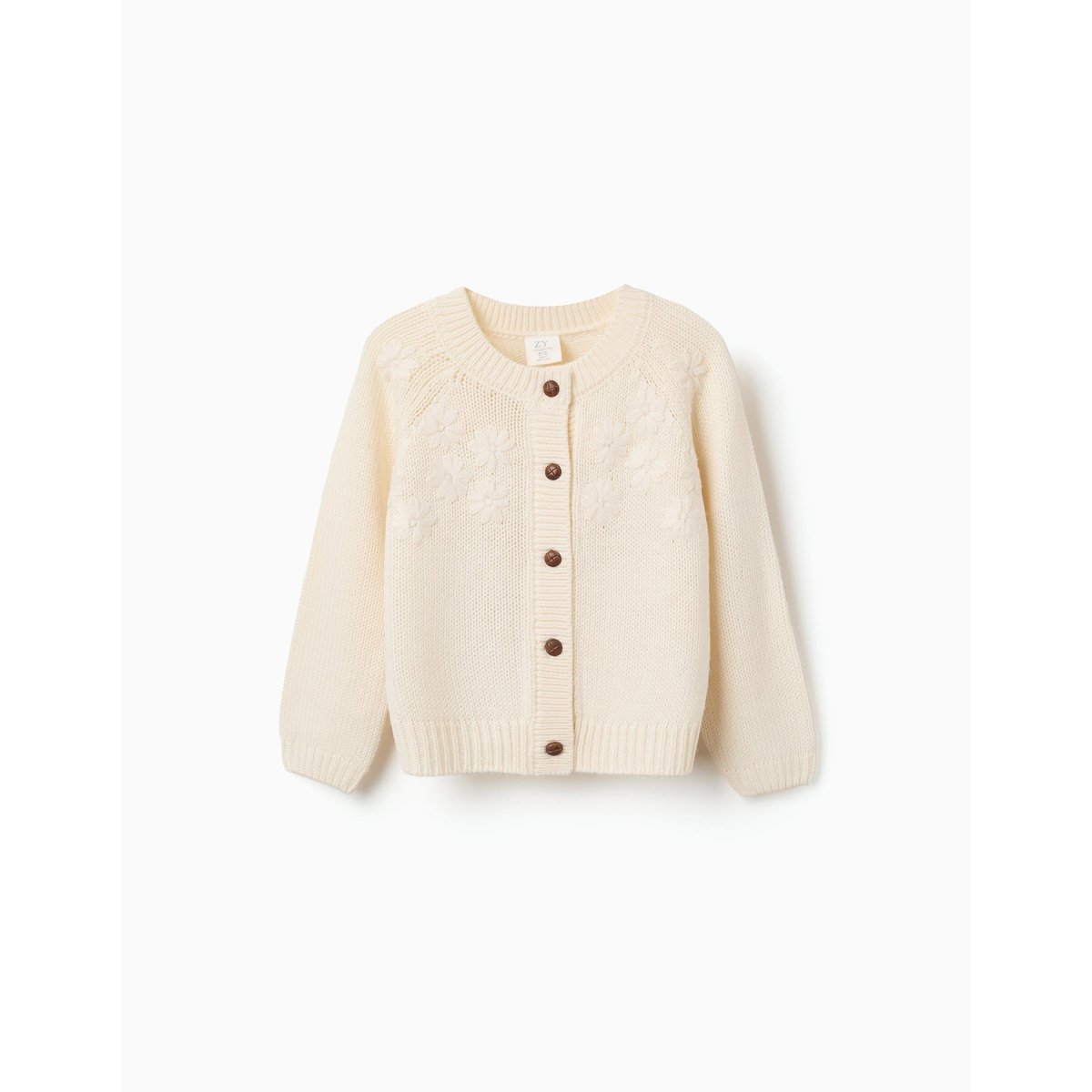 Cardigan en maille avec fleurs brodées blanc, ZIPPY