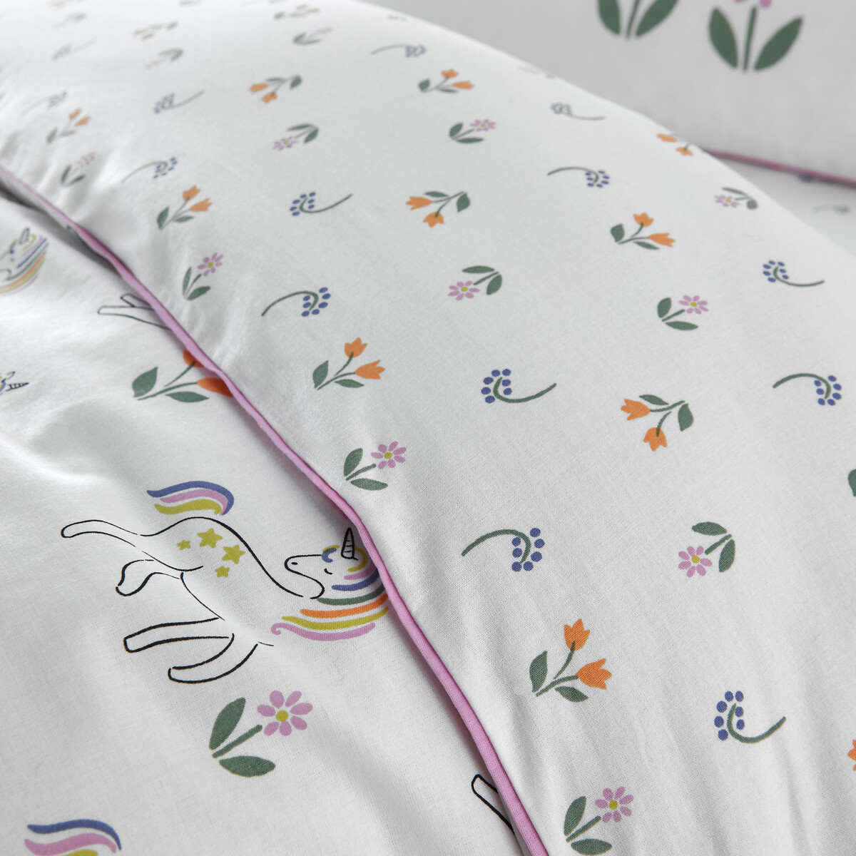 Housse de couette en 50% coton recyclé, imprimé licornes, TAMILA imprimé animal, LA REDOUTE INTERIEURS