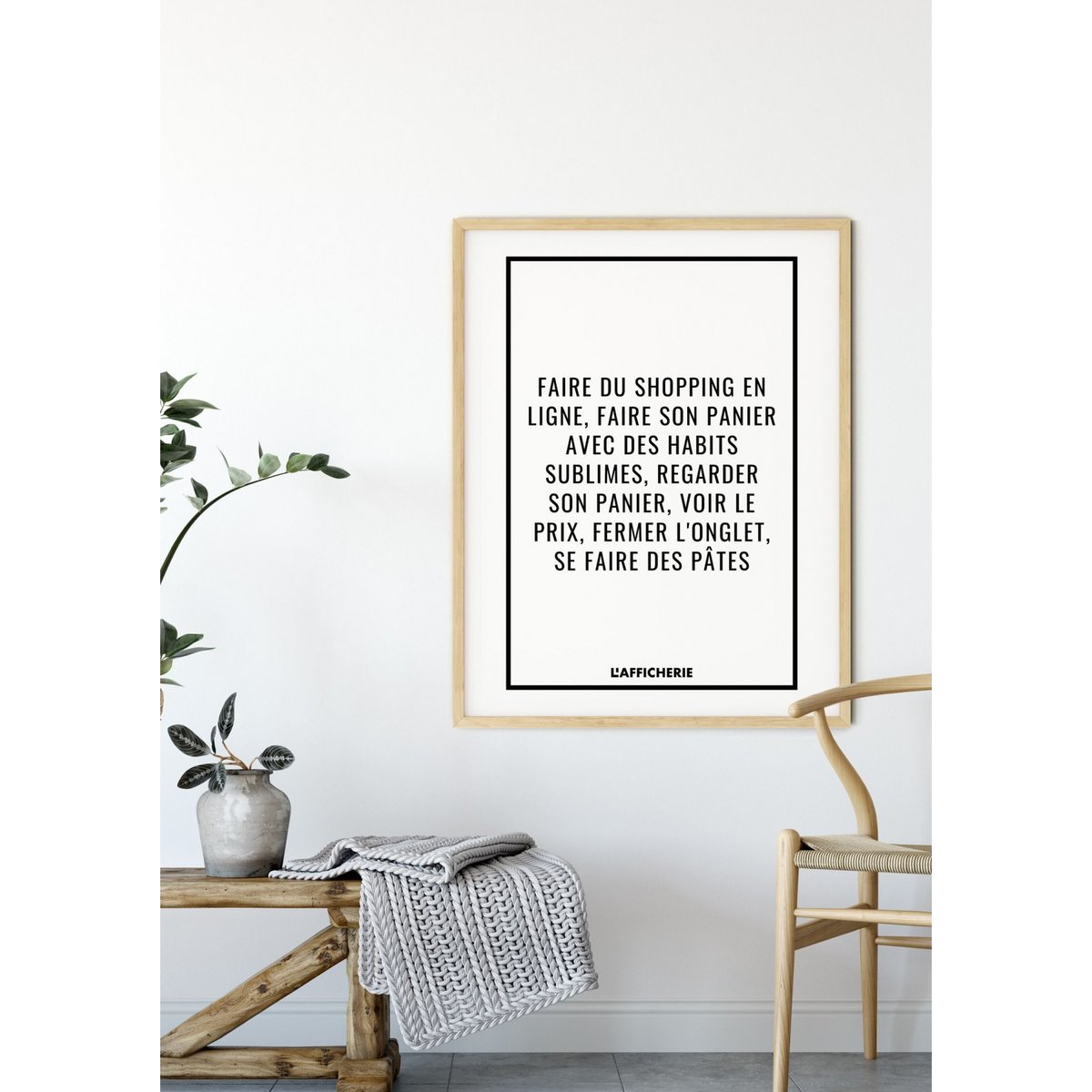 Affiche 'Faire du shopping...' blanc, L'AFFICHERIE