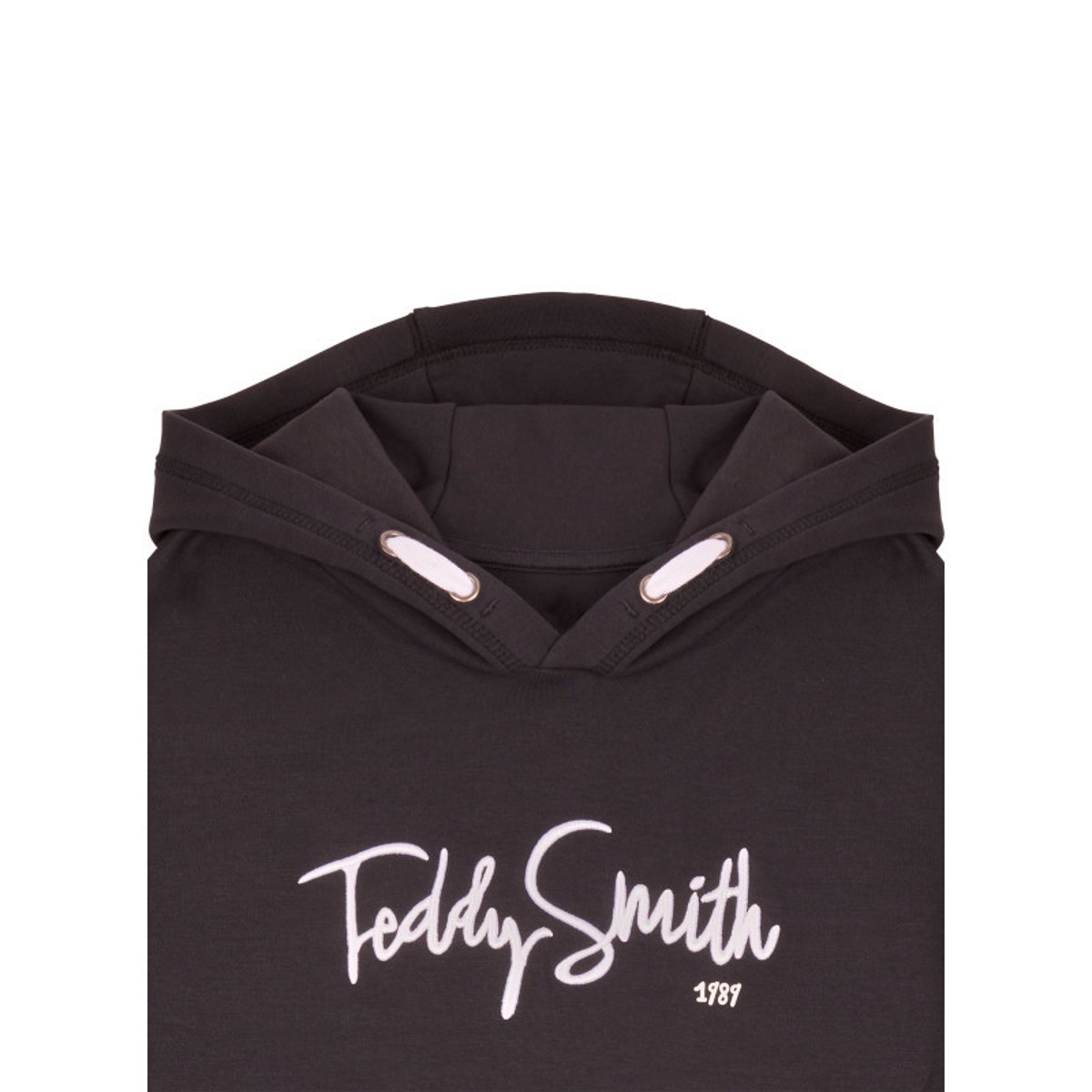 Sweat à capuche en coton noir uni à coupe droite avec le nom de la marque noir, TEDDY SMITH