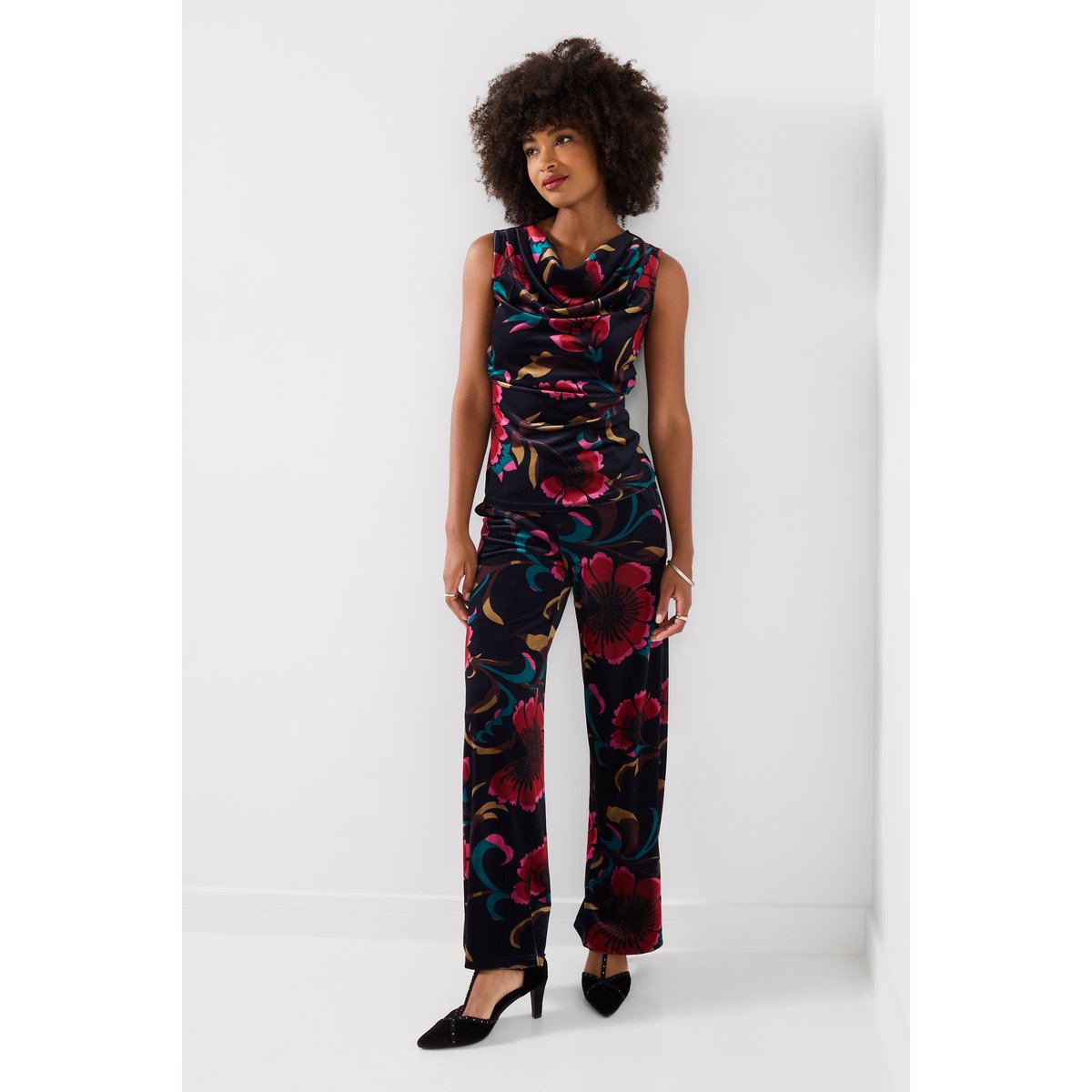 Haut Col Bénitier en Velours Imprimé Fleuri multicolore, JOE BROWNS