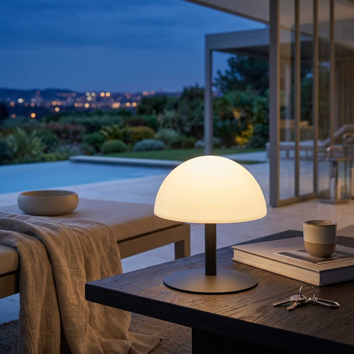 Lampe de table sans fil NEPTUNE gris, LUMISKY