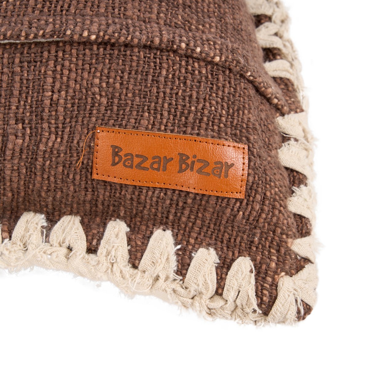 Housse de coussin en coton ESPRESSO brun écru, BAZAR BIZAR