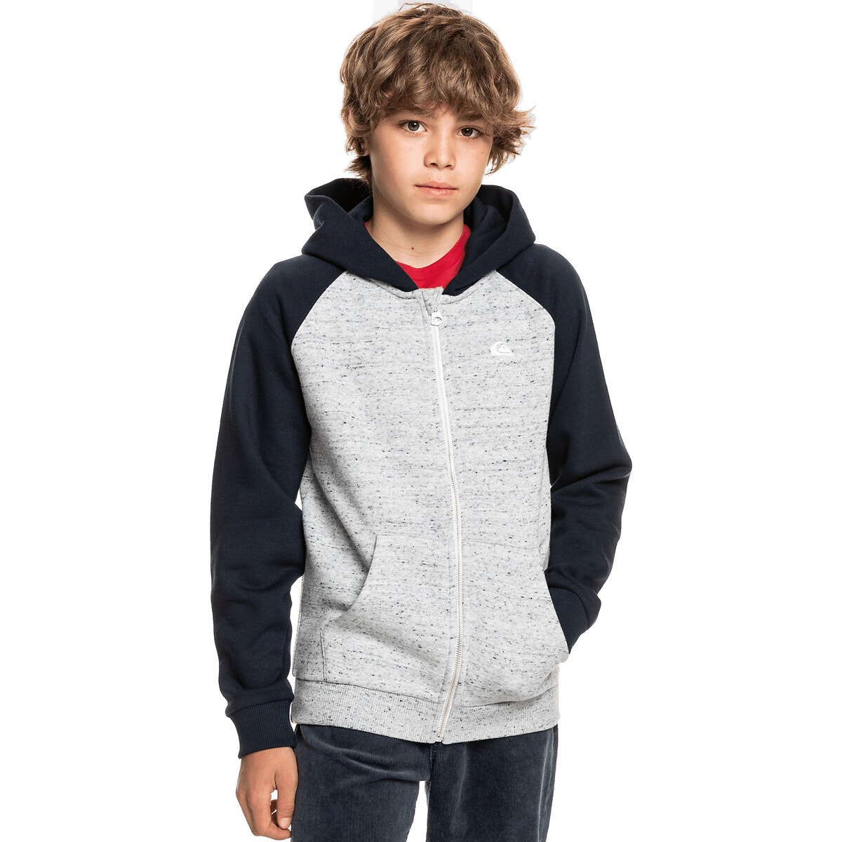 Sweat Zippé À Capuche 8-16 Ans gris + bleu, QUIKSILVER