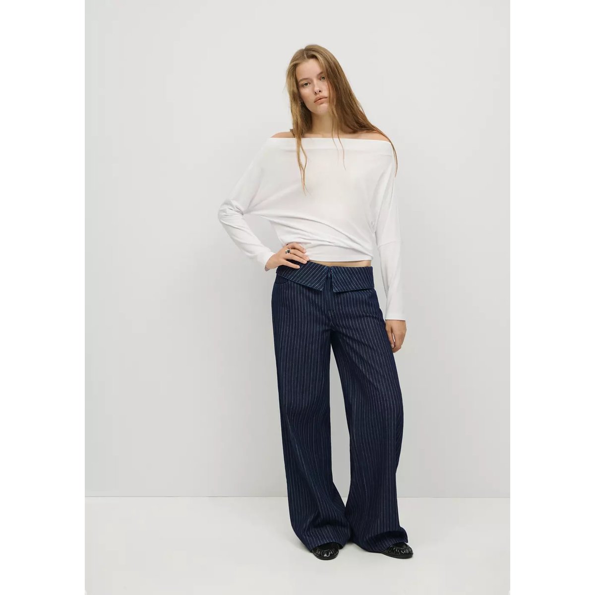 Jean wideleg fines rayures bleu, MANGO TEEN