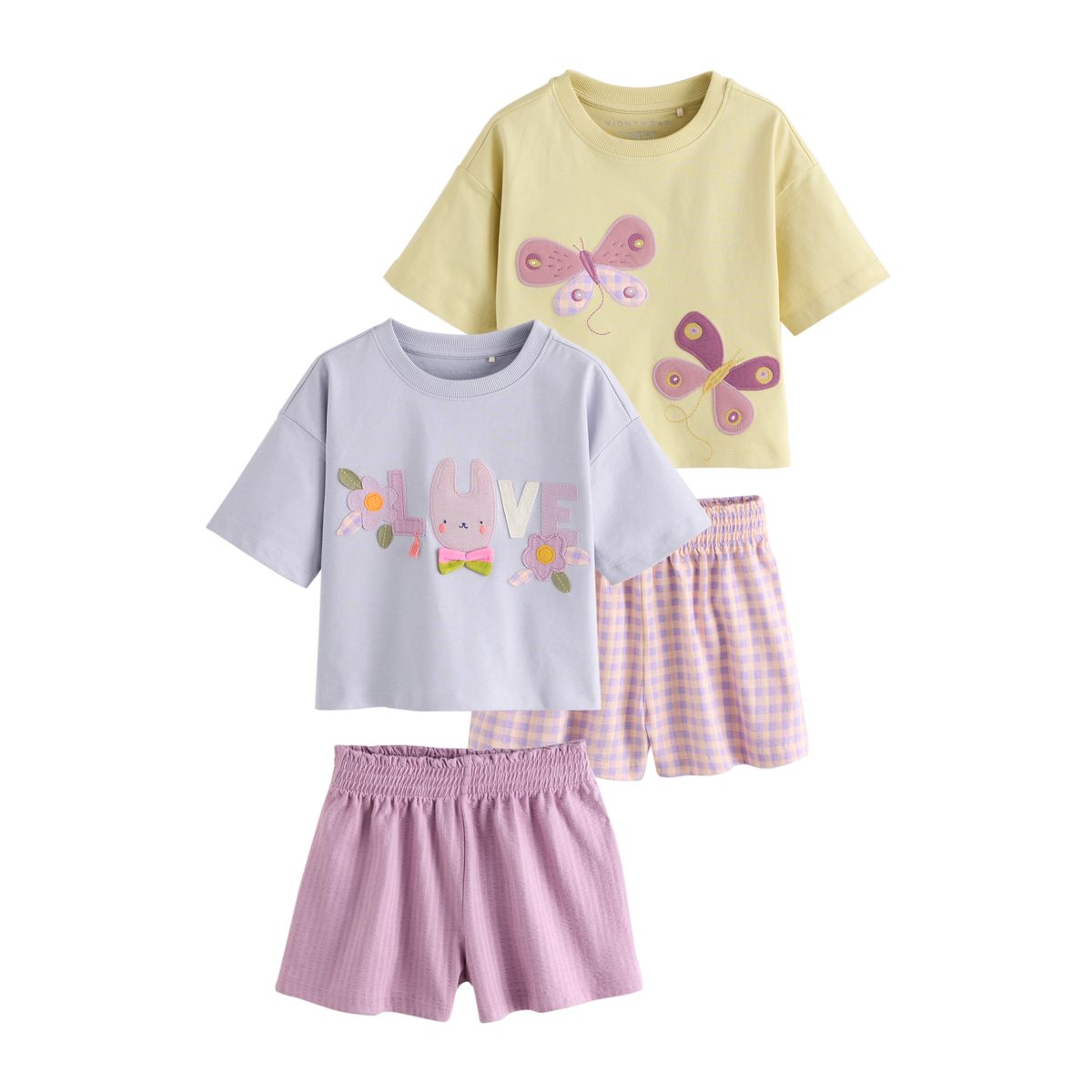 Pyjama short appliqué, lot de 2 rose/lilas, NEXT