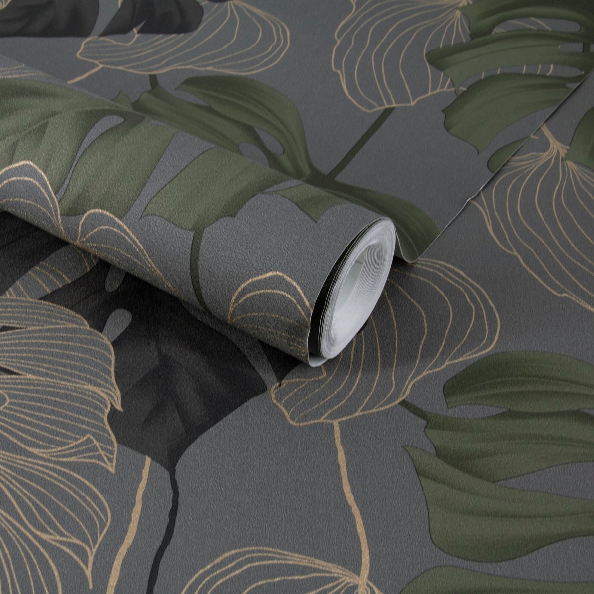 Papier peint Feuillage Monstera PARADISO gris, BOUTIQUE