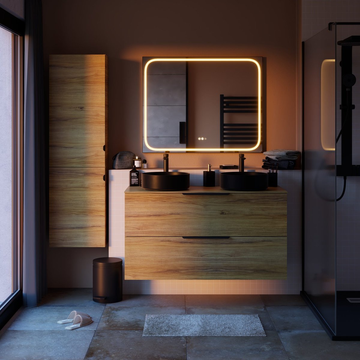 Miroir lumineux, REMIX noir, SENSEA