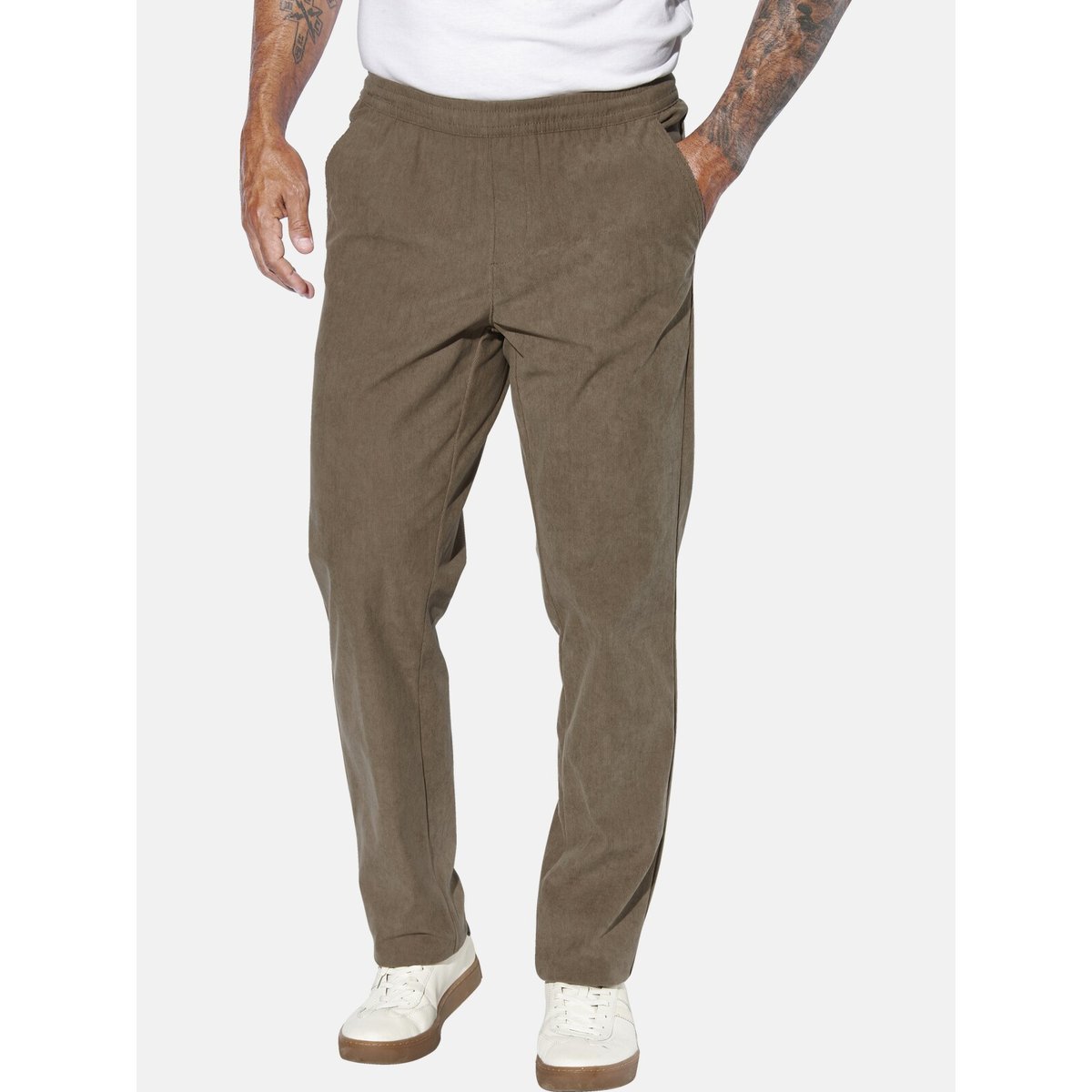 Lot de deux pantalons en velours côtelé HELSTAD noir beige, JAN VANDERSTORM