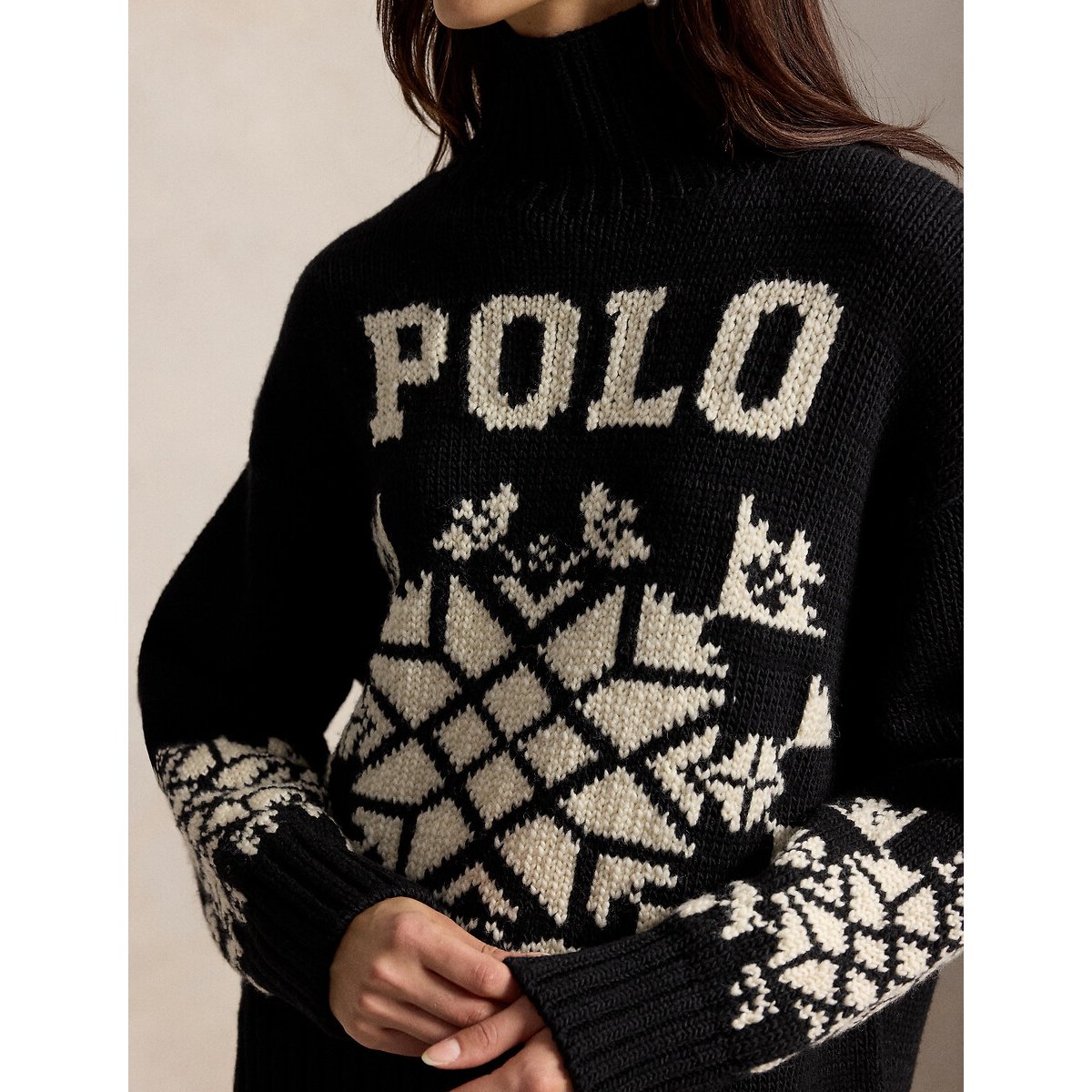 Pull col montant avec étoile des neiges noir/crème, POLO RALPH LAUREN