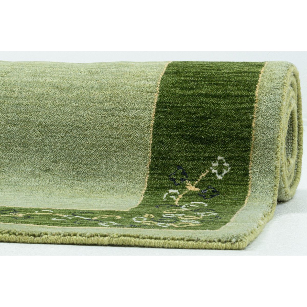 Tapis en laine vierge tissé à la main - Lori Super Gold vert, THEKO