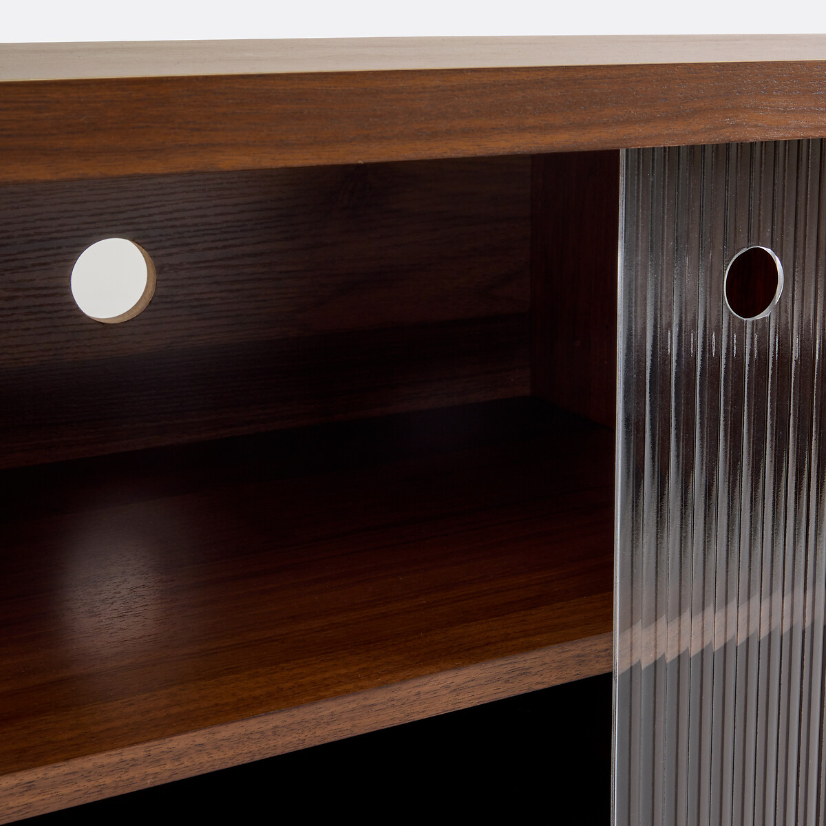 Aparador folheado a nogueira de 3 portas e vidro canelado, Dello cor nogueira, LA REDOUTE INTERIEURS