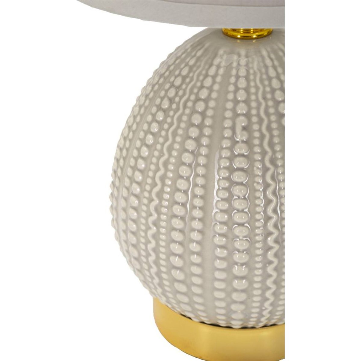 Lampe à poser relief céramique abat-jour tissu gris, RECOLLECTION