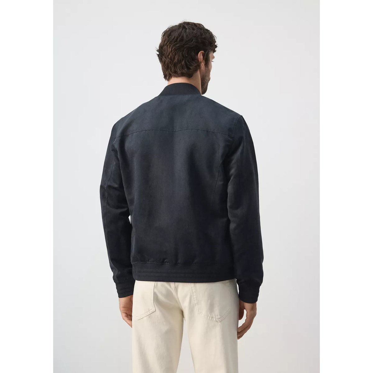 Veste bomber effet daim bleu marine, MANGO MAN