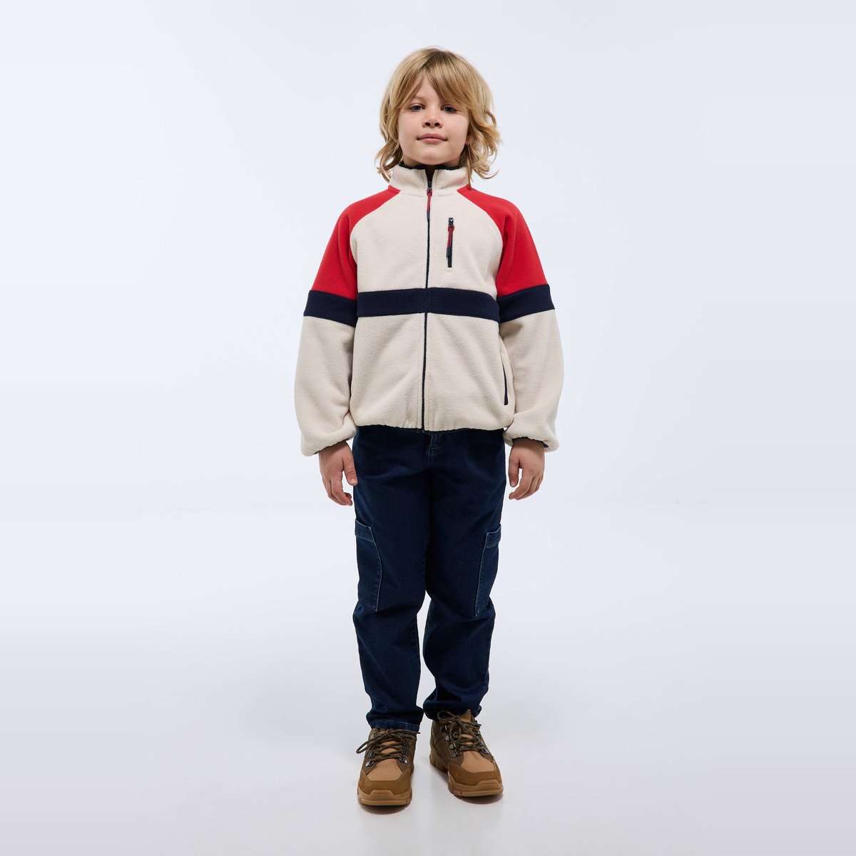 Pantalon droit élastiqué en jean BIO blue denim, MONOPRIX