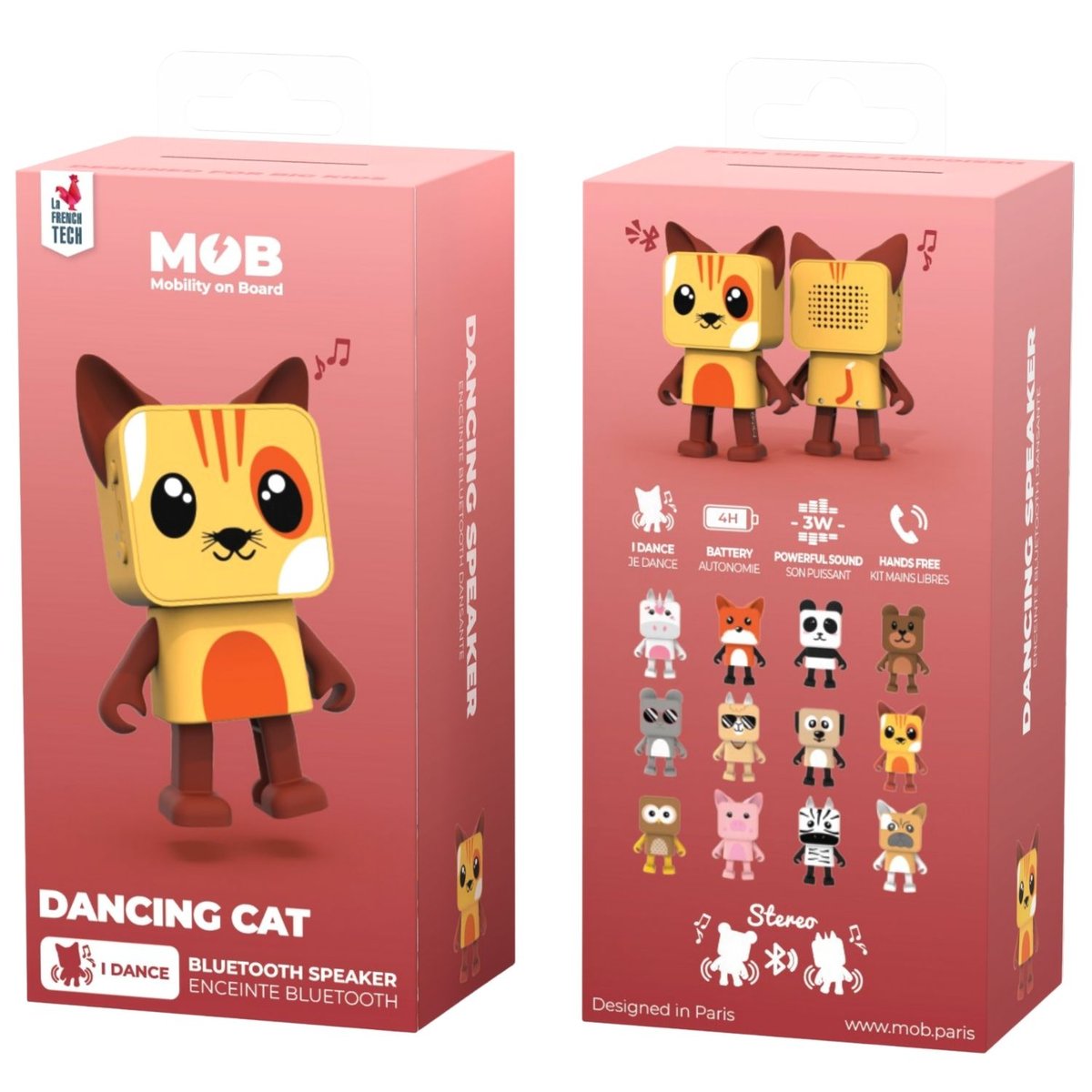 Enceinte dansante Animal Speaker jaune, marron, orange, MOB