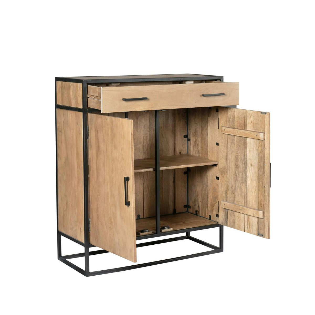 Petit meuble d'entrée en bois clair 2 portes RIVANO bois naturel, PIER IMPORT