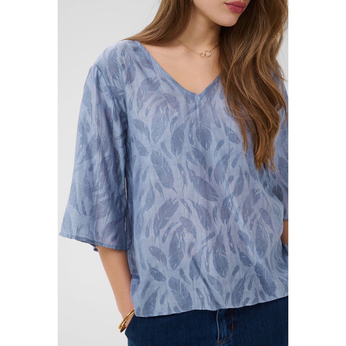Blouse à manches longues bleu stonewash, CREAM