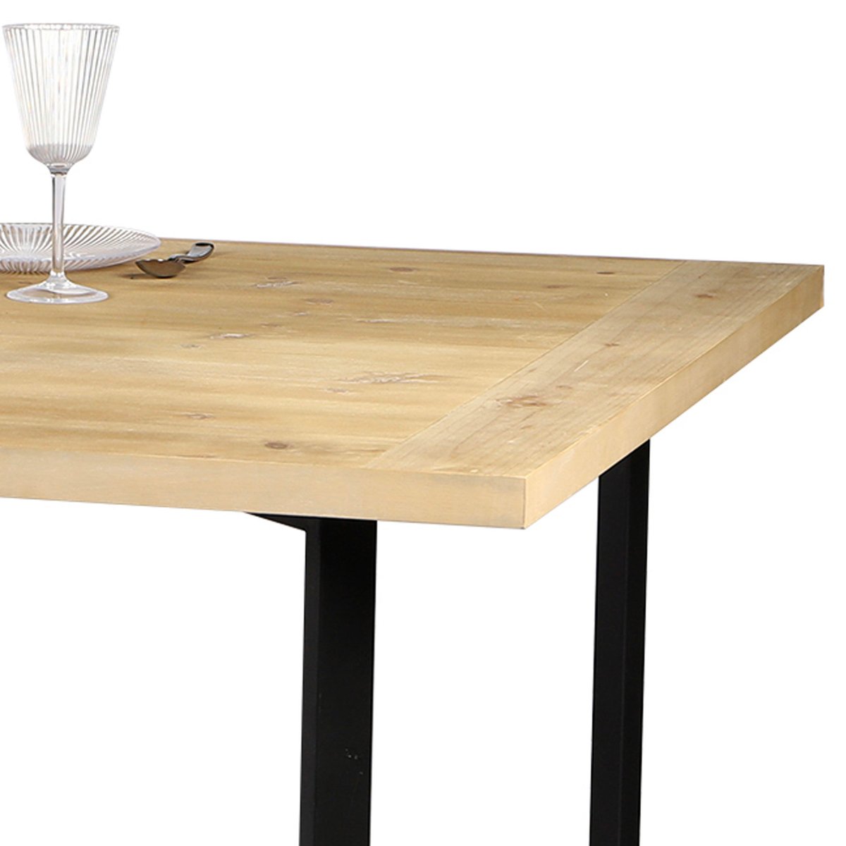 Table salle à manger en bois et métal noir 200x100x75cm bois, WADIGA