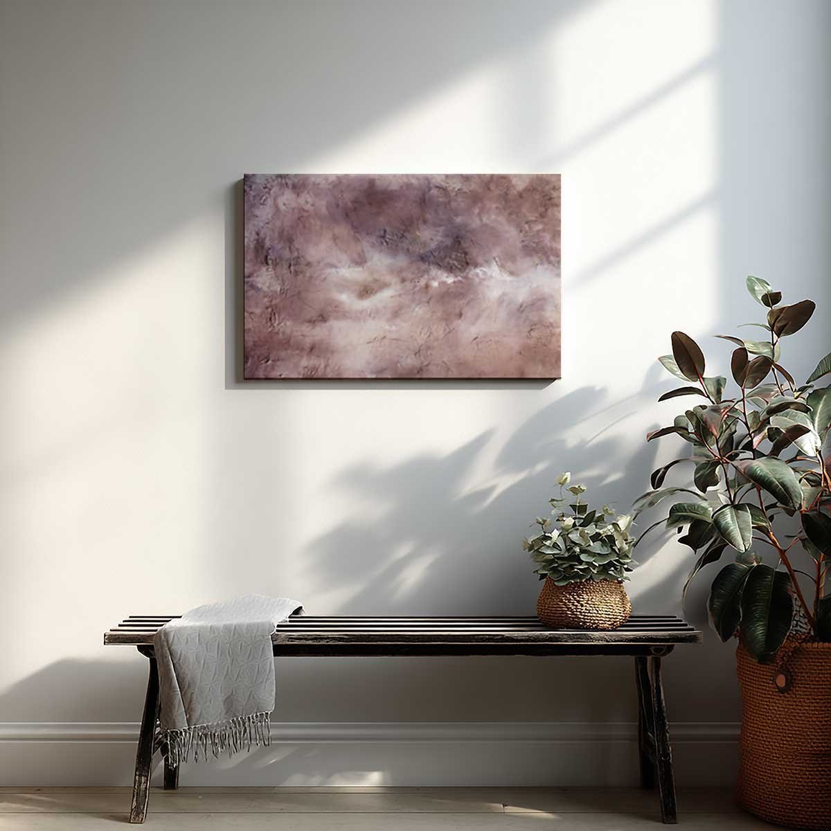 Tableau abstrait texture rosée toile imprimée, HEXOA