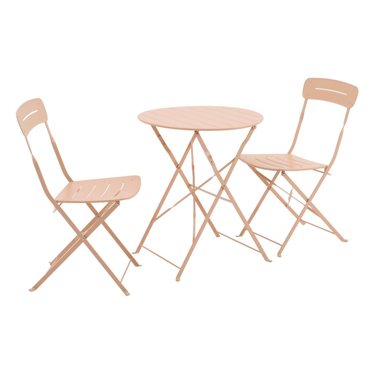 Table de jardin bistrot pliante ronde acier + 2 assises BALCONEA rose, SWEEEK
