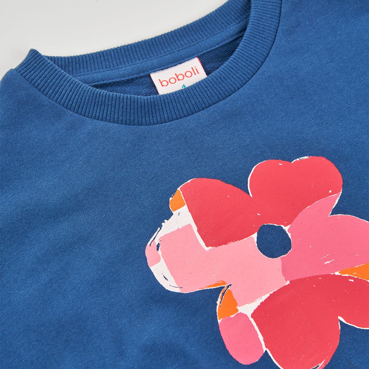 Sweat-shirt fille coton bleu, BOBOLI