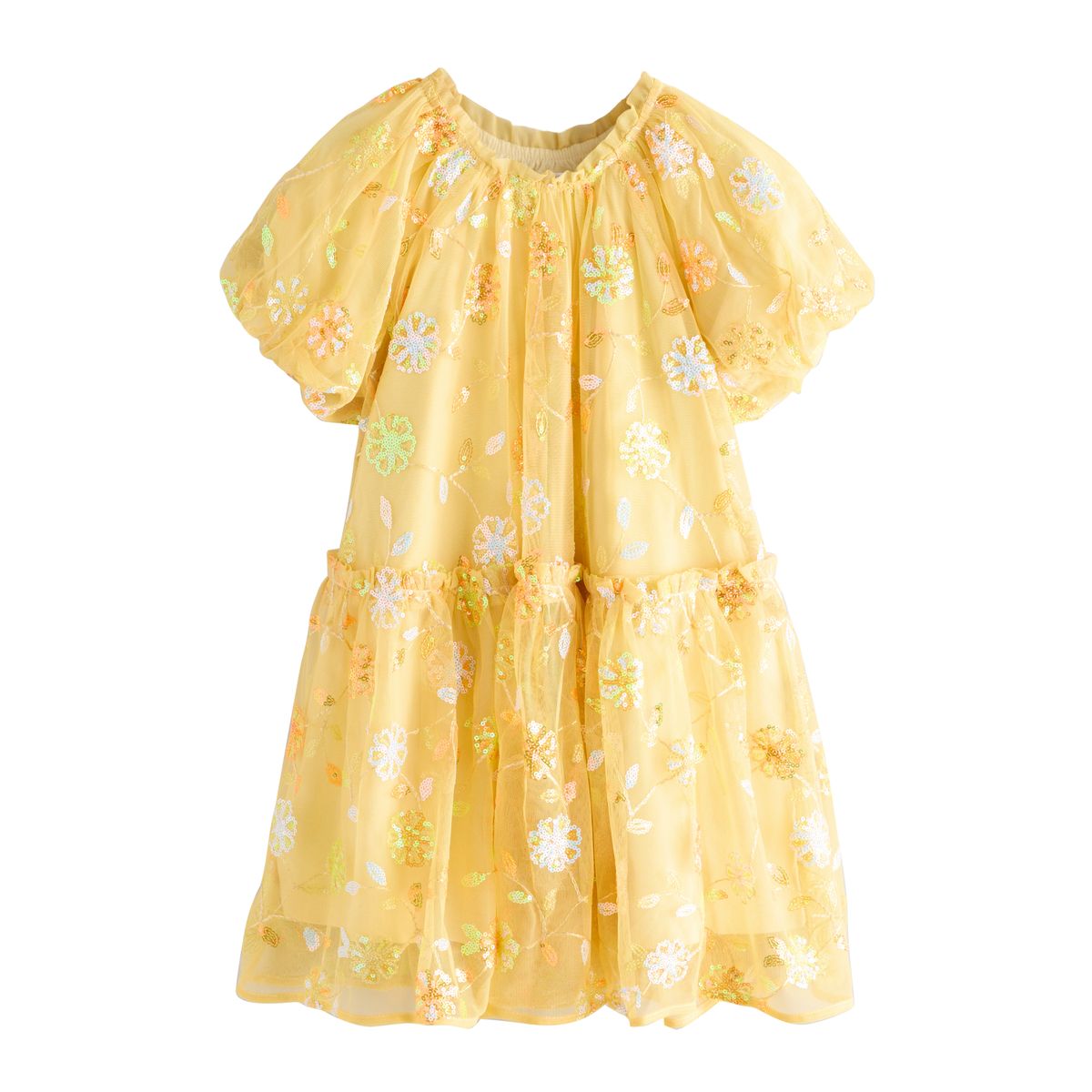 Robe en mesh à sequins pour grandes occasions jaune, NEXT