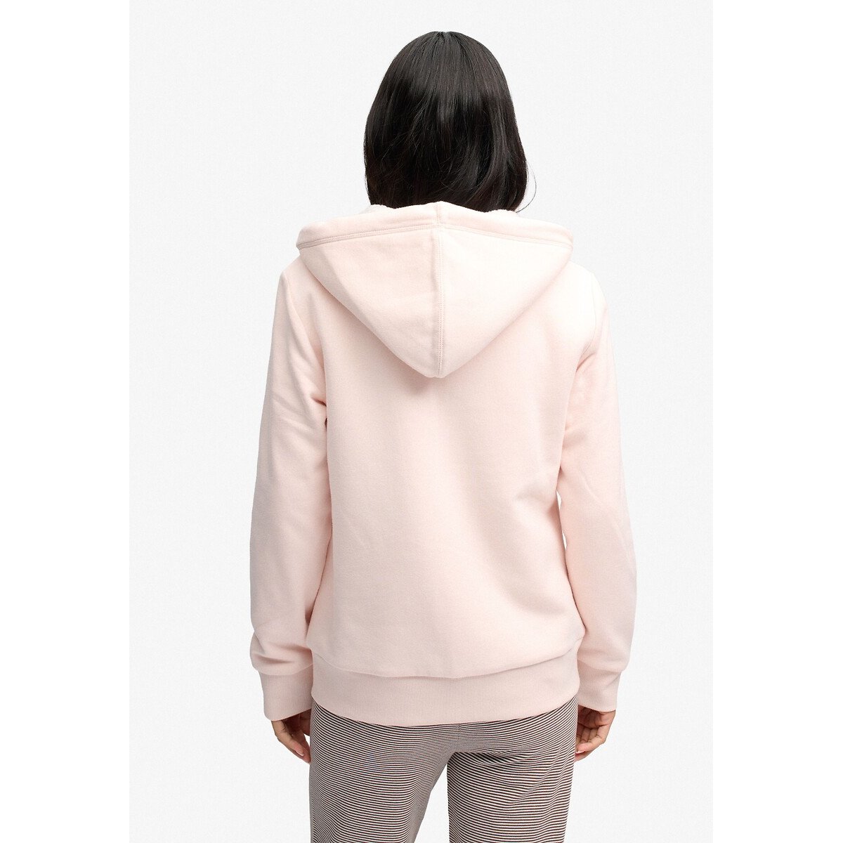 Sweat à capuche zippé Borg avec logo brodé Signature rose poudré, SUPERDRY