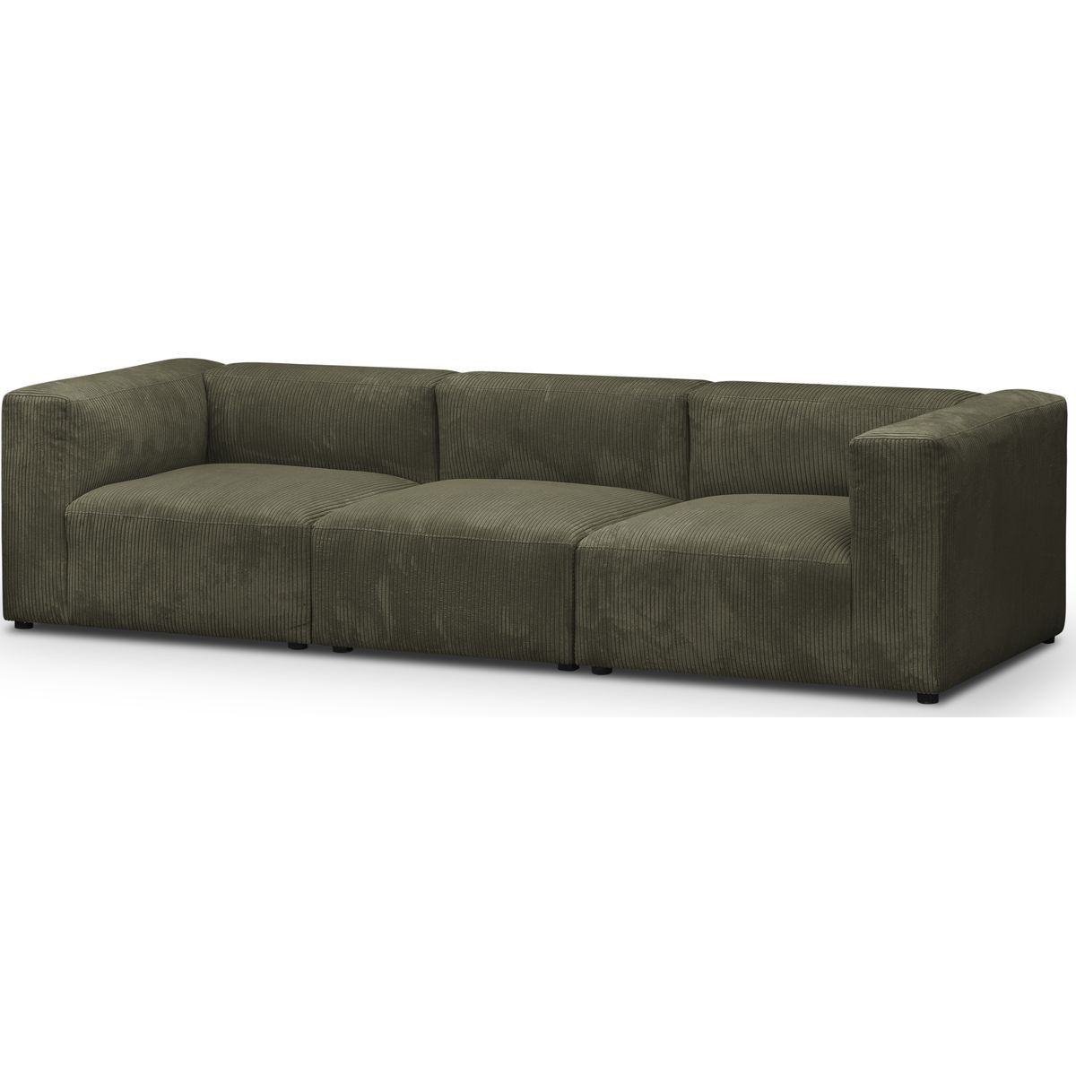Canapé modulable 4 places en velours côtelé - MODULO vert kaki, HOMIFAB