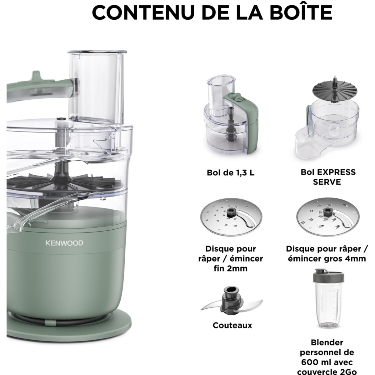 Robot multifonction MULTIPRO GO FDP23.380GR couleur unique, KENWOOD
