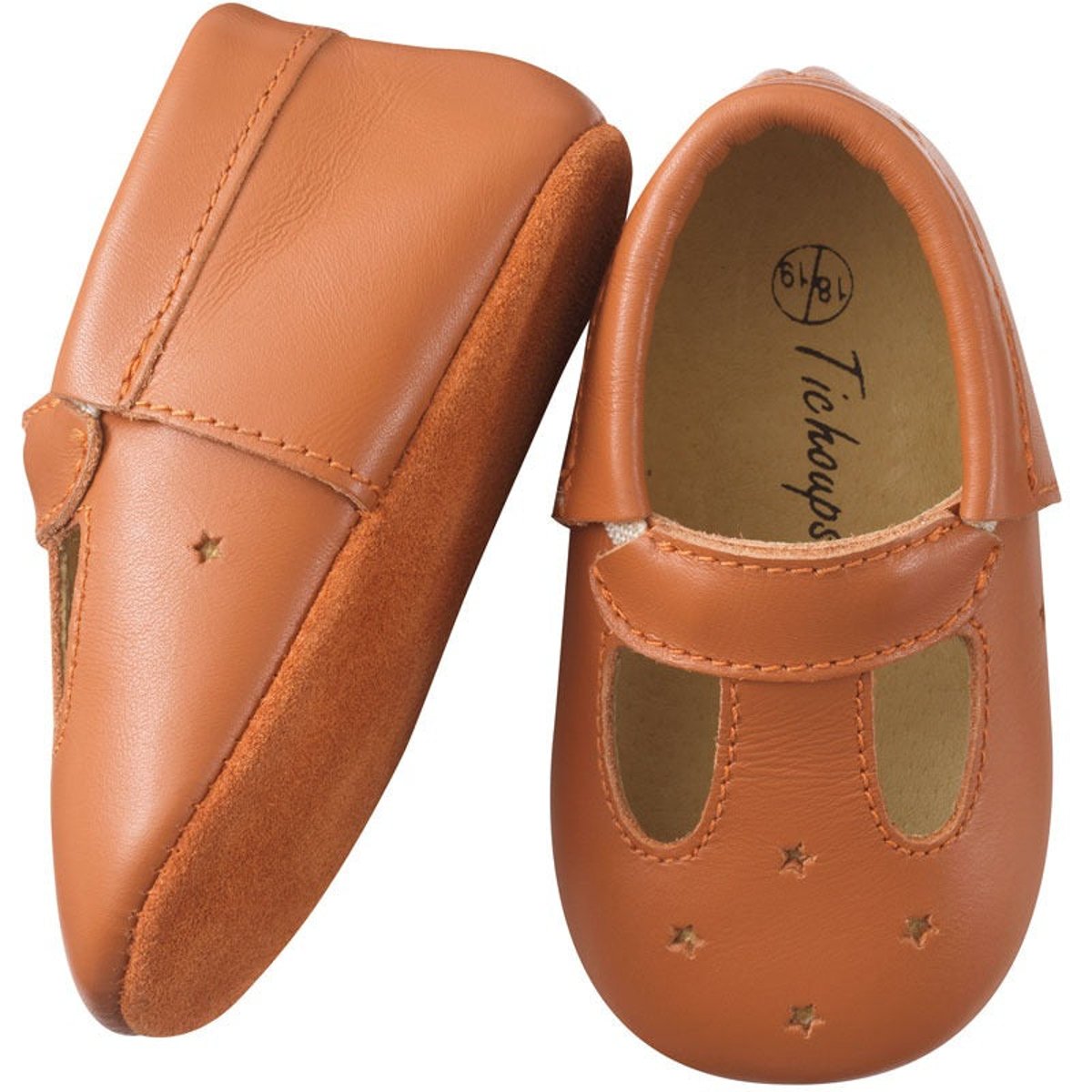 Chaussures bébé cuir souple Touti camel, TICHOUPS
