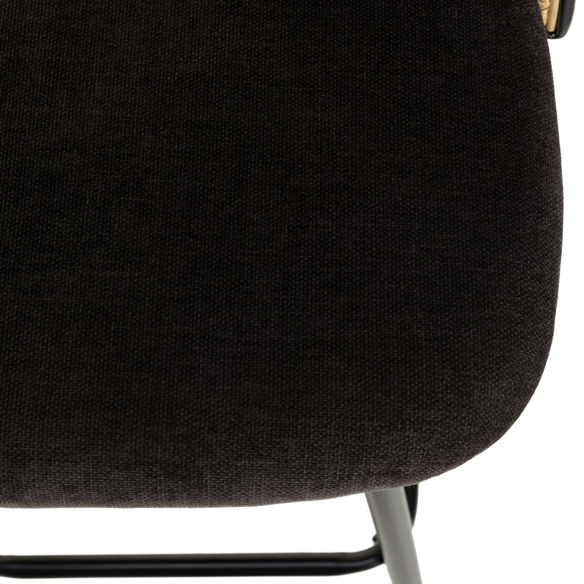 Chaise de bar assise velours noir dossier rotin arrondi (lot de 2) LOANO noir, PIER IMPORT