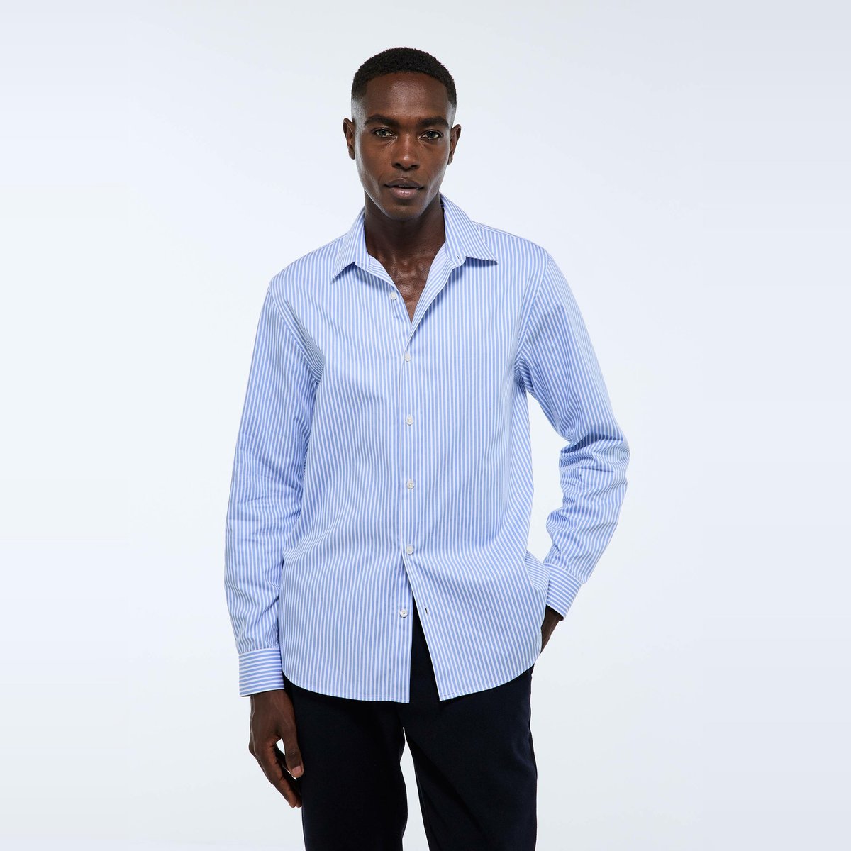 Chemise ville rayée ciel, MONOPRIX