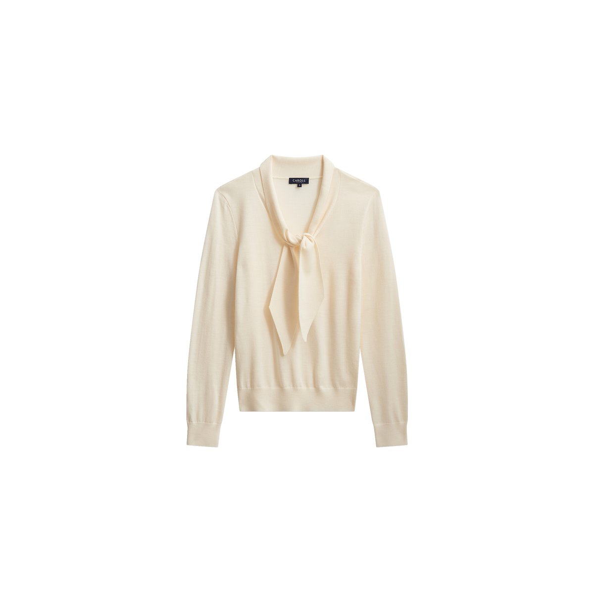 Pull droit col lavallière MYRIAM ecru, CAROLL