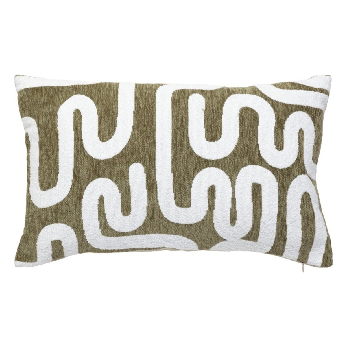 Housse de coussin chenille 30x50 Kaki blanc, ATMOSPHERA
