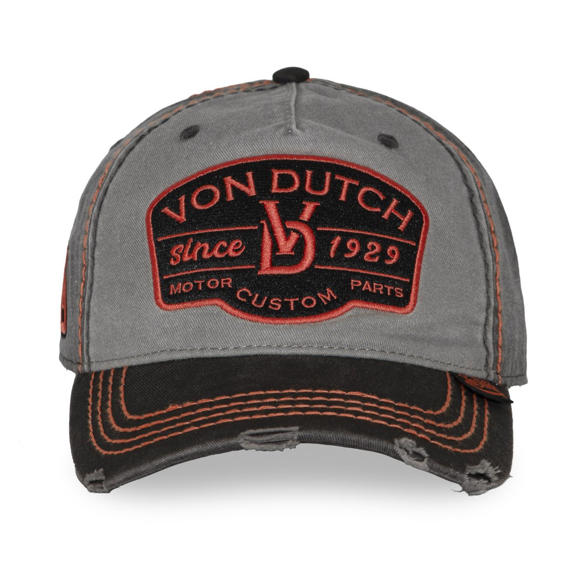Casquette baseball RETRO gris clair/gris foncé/noir/orange, VON DUTCH