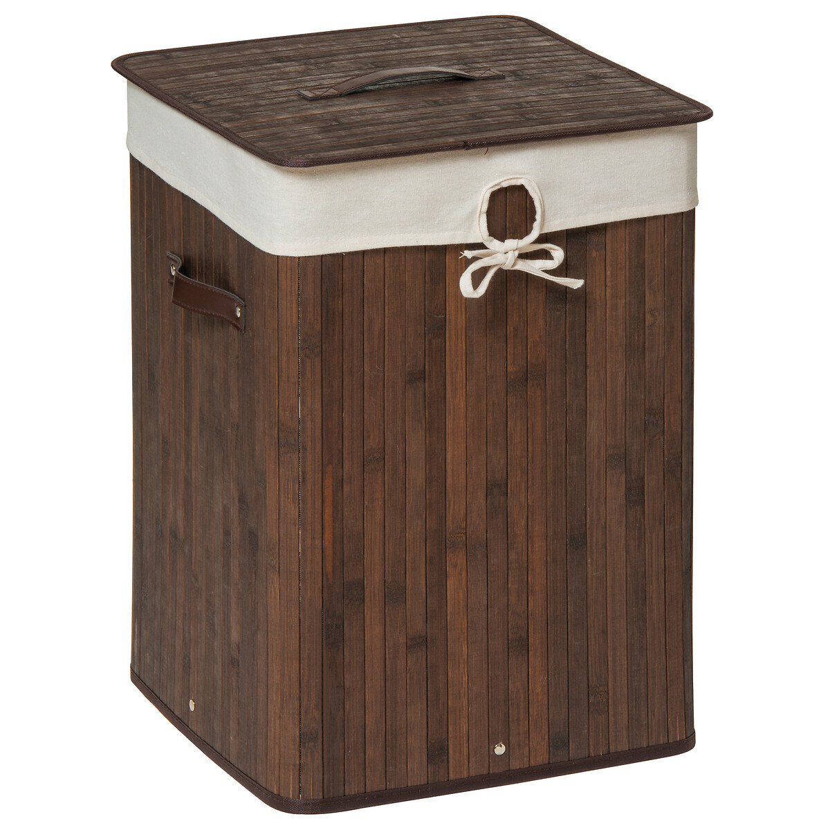 Bamboo Laundry Hamper With Liner dark brown, SO'HOME