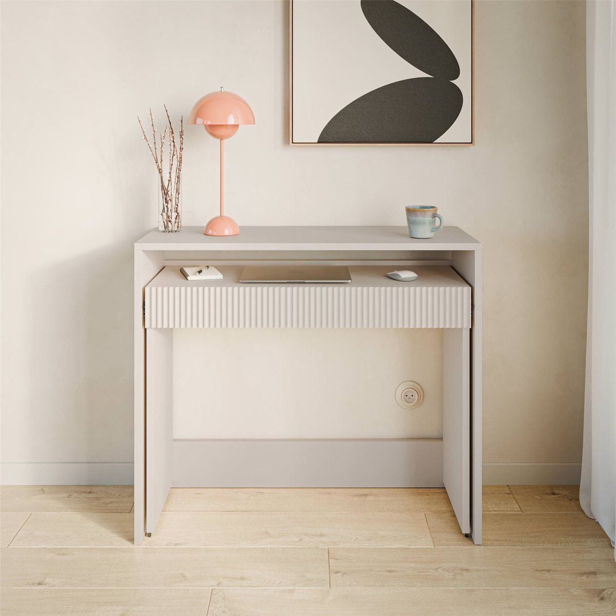 Bureau extensible ZOOM avec tiroir rainuré cachemire, RECOLLECTION