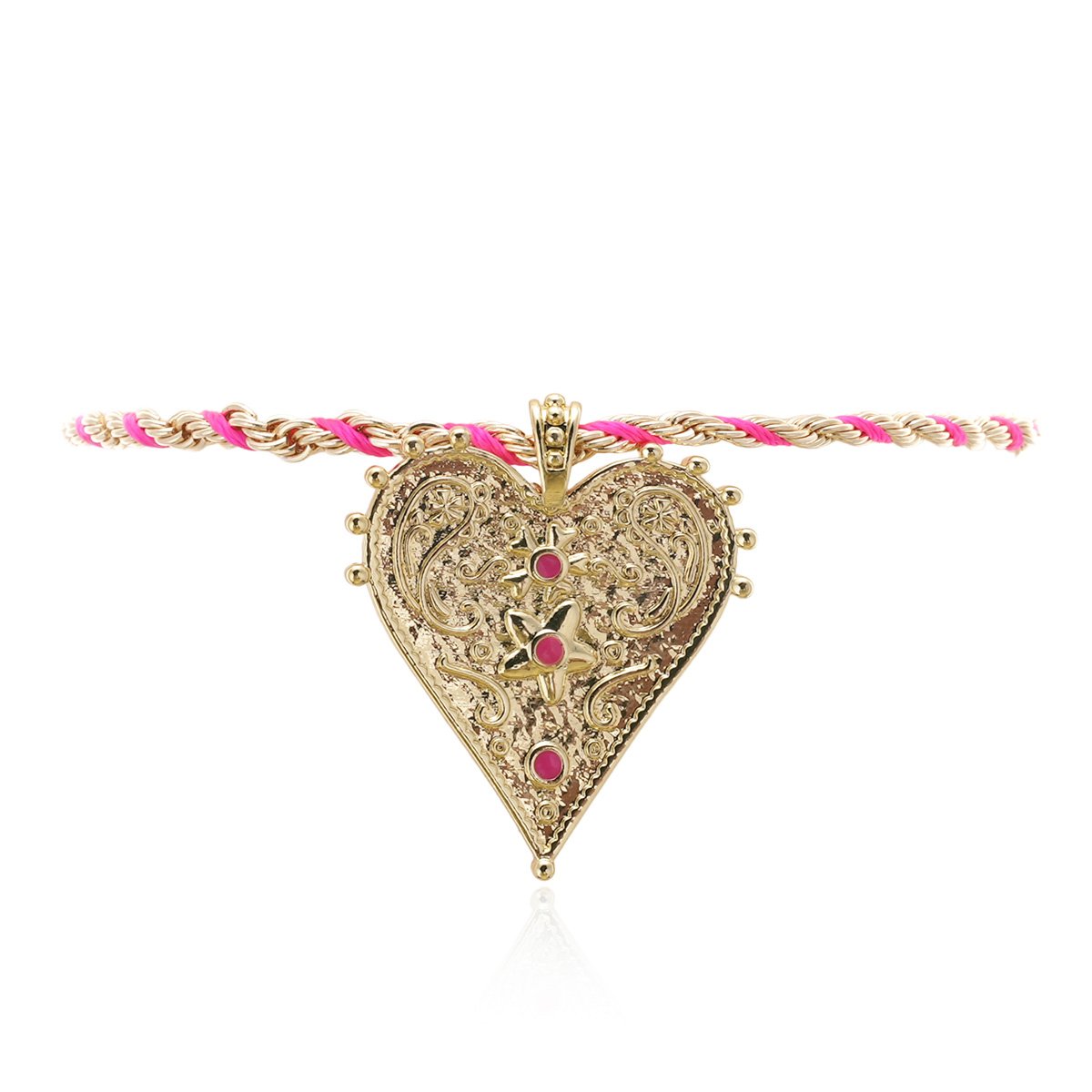 Bracelet de cheville chaîne avec pendentif cœur GIANO rose, HIPANEMA