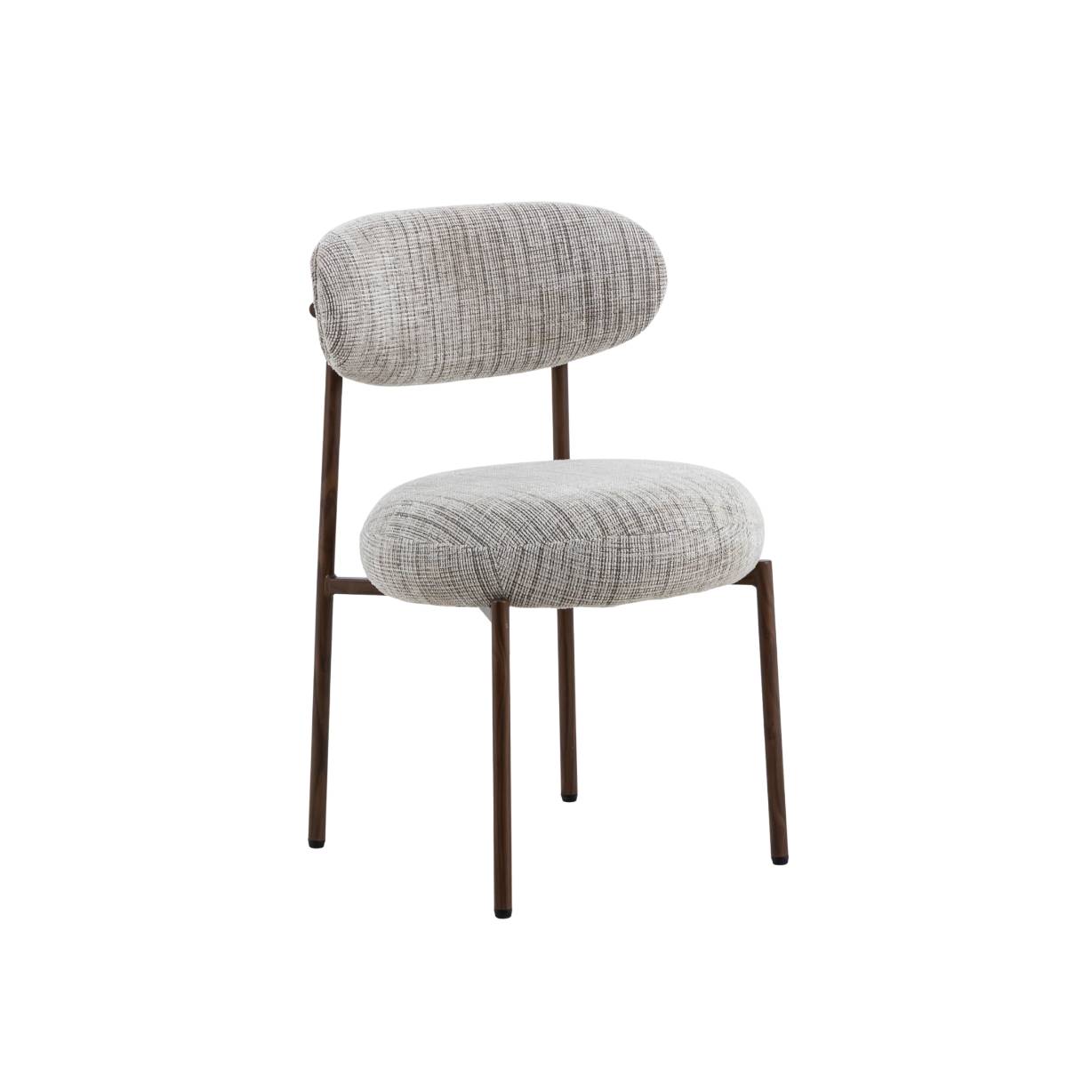 Lot de 2 chaises en tissu et métal JANIS gris, MADE IN MEUBLES 