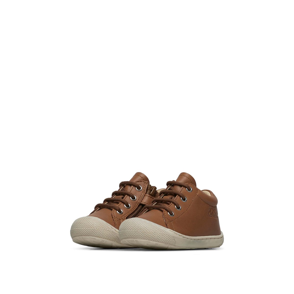Chaussures premiers pas en cuir avec fermeture éclair COCOON ZIP marron, NATURINO