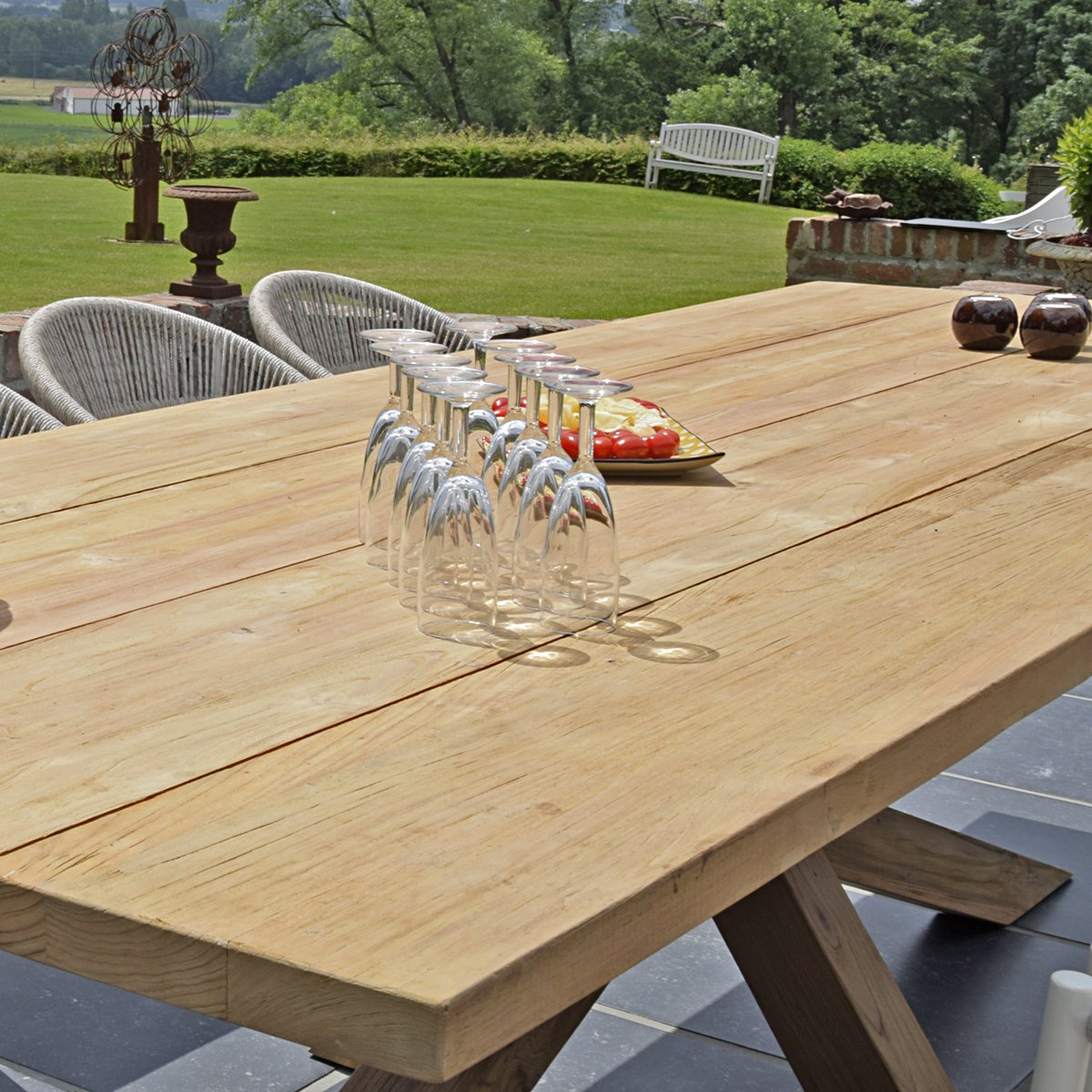 Table en teck recyclé 300 cm, Conceptual naturel, GECKO JARDIN