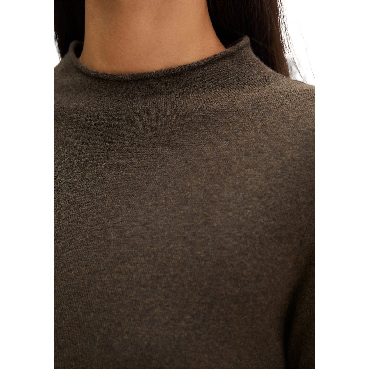 Robe en maille ajustée en mélange de laine vierge douce marron, MARC O'POLO