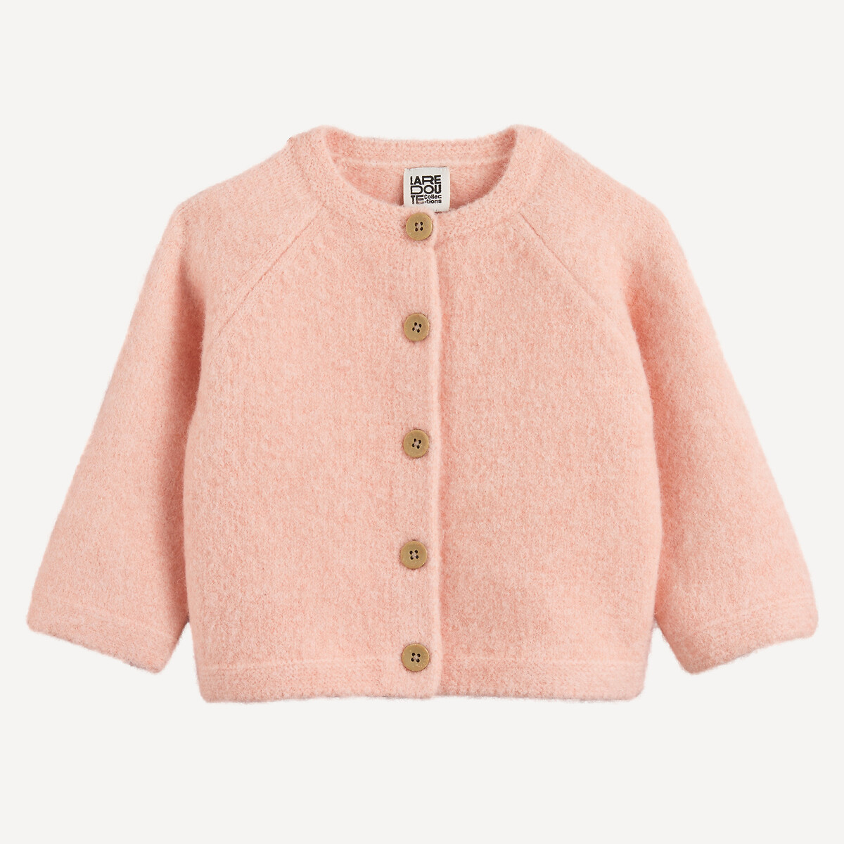 Gilet col rond en grosse maille rose, LA REDOUTE COLLECTIONS