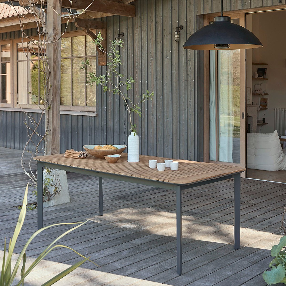 Table de jardin en teck et aluminium 200 cm  SIENA noir, BERAH GETAH
