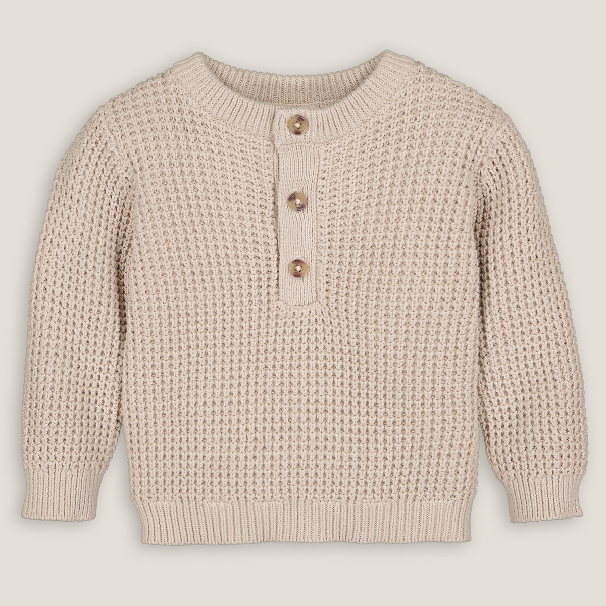 Trui met tuniekhals in fijn fantasie tricot beige   , LA REDOUTE COLLECTIONS
