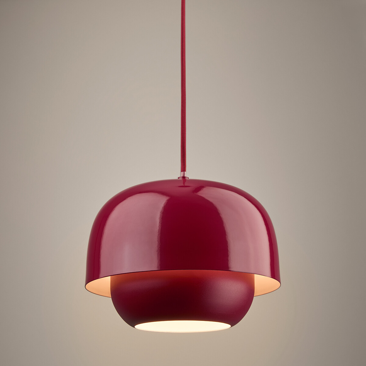 Lampada a sospensione in ferro colorato Ø21,4 cm, Kinoko bordeaux , LA REDOUTE INTERIEURS